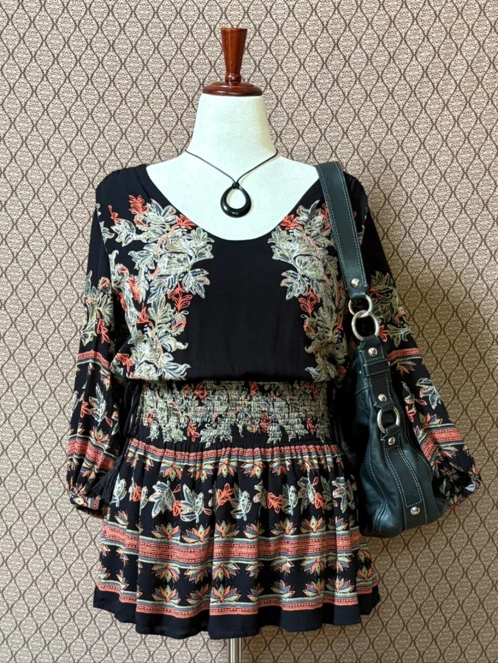 Free People Boho Floral Smocked Mini Dress/Tunic Small